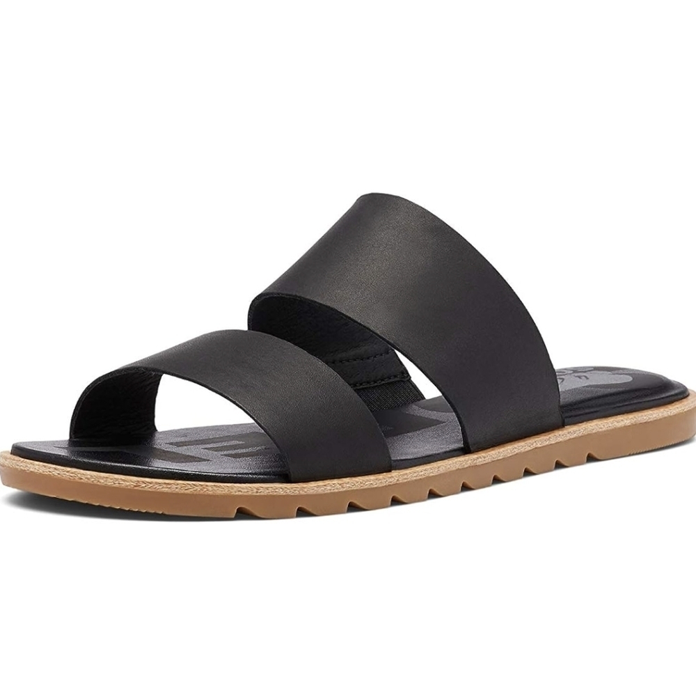 Sorel║Black Leather Ella II Slide Sandals║Size 7